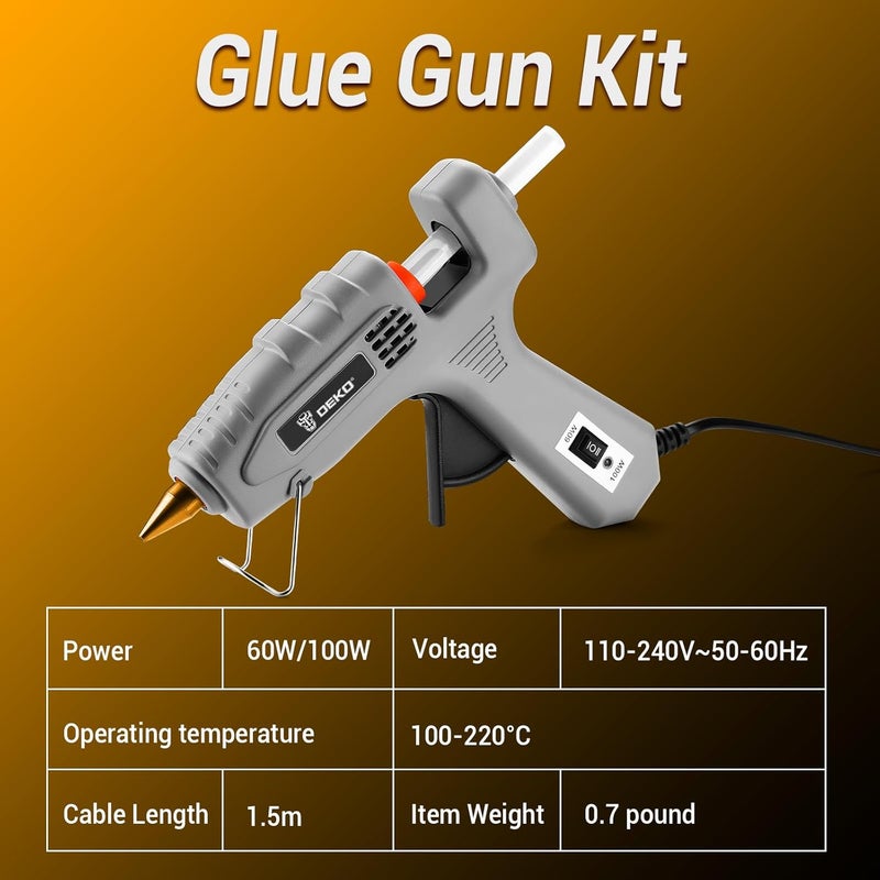 DEKOPRO Hot Glue Gun Full Size: 60/100Watt Dual Temp Hot Glue Gun Kit with 25 Glue Sticks, Organize Storage Case, Heavy Duty Heat Glue Gun Tool Set for Home Repair, Art & Crafts, DIY - Image 4